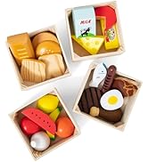 Melissa & Doug Food Groups - 21 Wooden Pieces and 4 Crates, Multi Play Food Sets For Kids Kitchen...