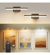 FULEN 2 Pack Picture Lights for Wall,Battery Operated Wall Sconce Rechargeable,LED Wall Light Cor...