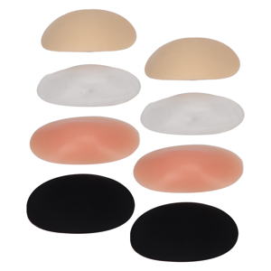 Four pairs of oval-shaped adhesive pads or inserts in different colors: beige, gray, peach, and black, arranged vertically.