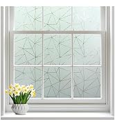 rabbitgoo Window Privacy Film with Decorative Triangle Pattern, Non-Adhesive Frosted Glass Window...