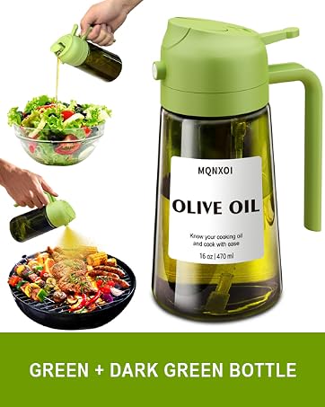 2 in 1 Glass Oil Sprayer & Dispenser, 470ml Glass Olive Oil Sprayer,Cooking Oil Sprayer