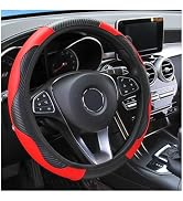 Osilly Car Steering Wheel Cover, 15 inch Carbon Fiber Microfiber PU Leather Elastic Steering Whee...