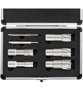 Tech Hyren TCT Annular Cutter Set, 5PCS Carbide Tipped Mag Drill Bits with 1-3/8" Cutting Depth, ...