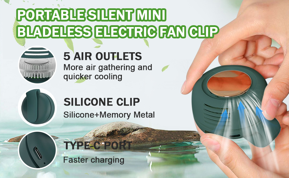 portable silent mini bladeless fan clip on