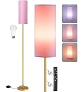 Dimmable Pink Floor Lamp for Living Room with Remote and Foot Switch, Corner Floor Lamp, 64.4'' S...