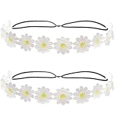 Myuiao 2pcs Daisy Flower Headband Sunflower Hippies Crown Hair Wreath Bohemian Floral Headpiece f...
