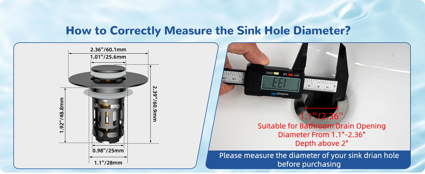 how to measure sink hole
