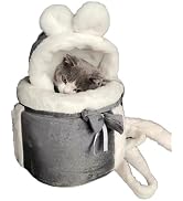 Cat Bag Carrier, Double Pocket Cat Can be Worn Front or Back,Cute Bunny Ear Cat Bed, Plush Pet Ho...