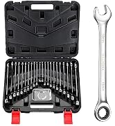 BULLTOOLS 22-Piece Ratchet Wrenches Chrome Vanadium Steel Ratcheting Wrench Set with Metric and S...