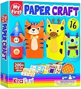 KRAFUN My First Safari Animal Paper Craft Kit, 16 DIY Arts and Crafts Zoo Animal, Organized Craft...