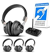 Avantree Quartet 2 - Wireless Group Listening Headphones & Transmitter for TV, Church, Classroom,...