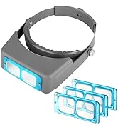 Headband Magnifying Glasses, SUNJOYCO Optivisor Head Mount Magnifier Headset, Magnifying Visor Je...
