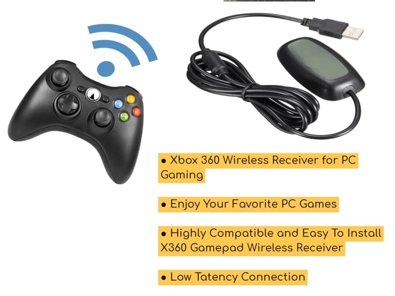 USB Gaming Receiver Adapter Compatible with Microsoft Xbox 360 Controllers