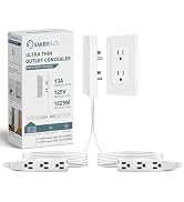 SakerPlus Outlet Concealer Power Strip-Outlet Cover Extender with 3AC Outlets-8ft Flat Plug Exten...
