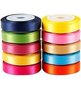 LaRibbons Solid Color Satin Ribbon Asst. #2 - 10 Colors 3/8" X 5 Yard Each Total 50 Yds Per Package