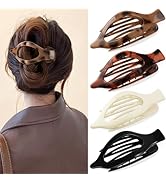 Oeusnael 4 PCS Large Flat Hair Clips for Women Girls, French Concord Lay Down Claw Clips Strong H...
