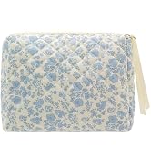 PAZIMIIK Cotton Makeup Bag for Women Large Quilted Travel Cosmetic Pouch Girls' Make Up Organizer...