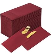 KAMMAK Burgundy Napkins Disposbale Wine Red Cloth like Paper Dinner Napkins with Pocket 100 Pack ...