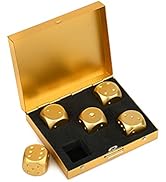 DS.DISTINCTIVE STYLE Aluminum Alloy Dice 5 Pieces 16mm Portable Metal Dices with Case 6 Sided Dic...