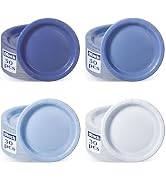 Xiangqu 120 Pcs Dusty Blue Paper Plates,Boy Baby Shower Plates Set 9 inch Gradient Blue Disposabl...