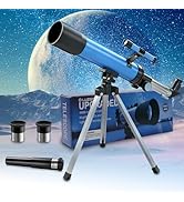 Telescope for Kids 50mm 100x Magnification Beginner Telescopio with Tripod, 2 Eyepieces & Finder ...