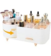 Zufudo Makeup Organizer Countertop with Drawers 360 Rotating Makeup Brush Holder Large Capacity S...