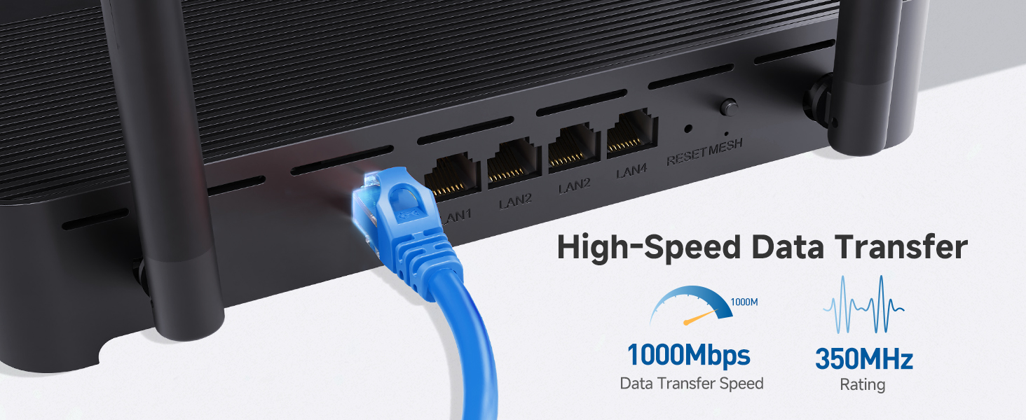 High-performance Cat6 network cable for LAN connections and internet