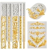 JOERSH 3PCS Baroque Silicone Molds Scroll Border Mold Baroque Clay Mold Fondant Molds for Wedding...
