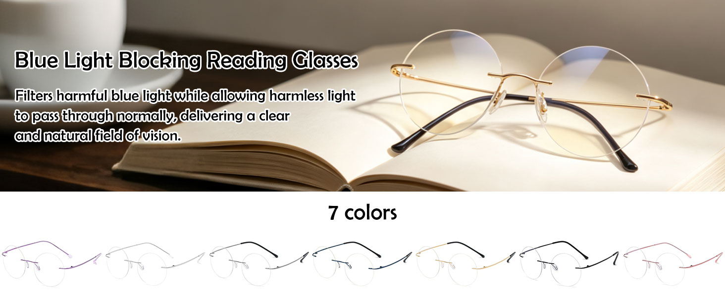 round frameless readers, titanium rimless reading glasses for women