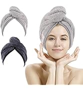 M-bestl 2 Pack Hair Drying Towels, Anti-frizz Hair Towel Wrap, Absorbent Microfiber Hair Towel Tu...