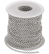 Pandahall 82 Feet/25M Soldered 304 Stainless Steel Curb Chains 4x3x0.6mm Stainless Steel Color Pl...