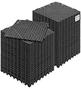 VEVOR Interlocking Tile 55PCS Black, Drainage Tiles 12" x 12" Splicing, Soft PVC Interlocking Dra...