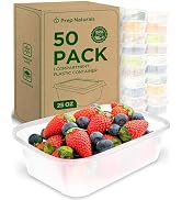 PrepNaturals 50 Pack Meal Prep Containers - 50 Pack of 25 Oz 100% BPA-free Plastic Food Storage C...