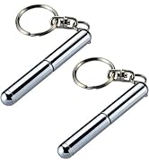 DPWOUM 2Pcs Silver Retractable mini pen made of Metal Tool Pen Retractable pocket pen keychain,bi...