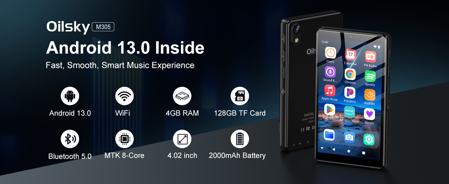 MP3 Player with Bluetooth and WiFi