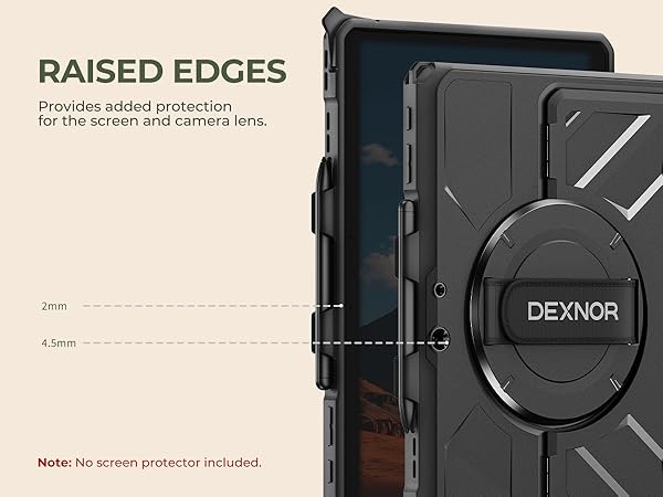 Dexnor for Microsoft Surface Pro 11/10/9 Case with Raised Edges for Screen and Camera Protections
