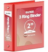 SUNEE 3 Ring Binder 2 Inch 1 Pack, Clear View Three Ring PVC-Free (Fit 8.5x11 Inches) for School ...