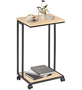 fusehome C-Shaped End Table, for Living Room, Bedroom, Small Spaces, TV Tray Table with Metal Fra...