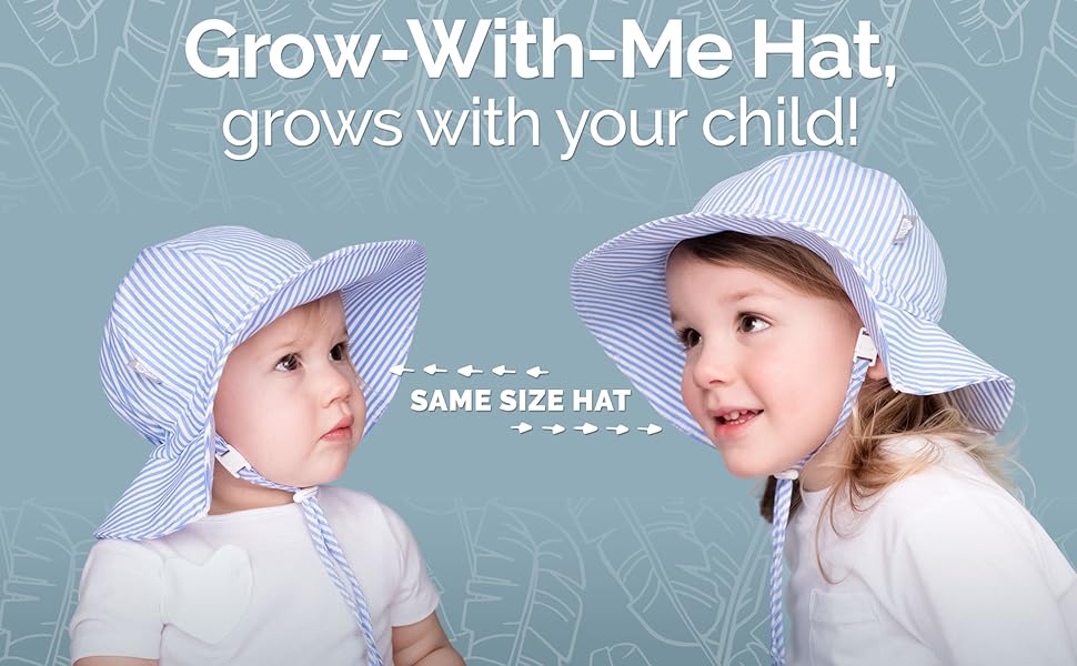 grow with me adjustment sun hat Jan & Jul 1-5Y S M L