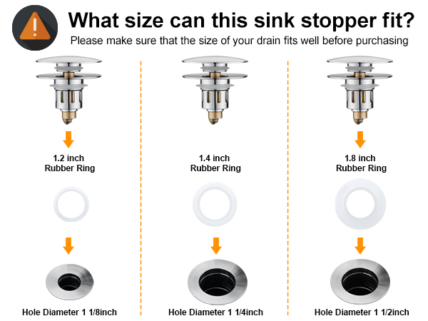 bathroom sink drain stopper fit for 1 1/8 inch to 1 1/2 inch