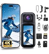 Body Camera 4K with Charging Case, Wearable Thumb Action Cam with 32GB Card, 180 Rotatable, Magne...