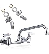 Sepaitek Leak-Free Commercial Sink Faucet 8" Center 8" Spread Swivel Spout, Wall Mount Kitchen Fa...