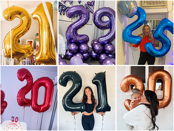 gold number balloons