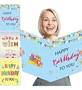 party greeting 3 PCS Jumbo Birthday Cards Giant Guest Book Big 14 x 22 Inch Size Birthday Cards w...