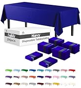 Exquisite 24-Pack Navy Plastic Table Cloth - 54In. x 108In. Disposable Tablecloth for Parties - R...