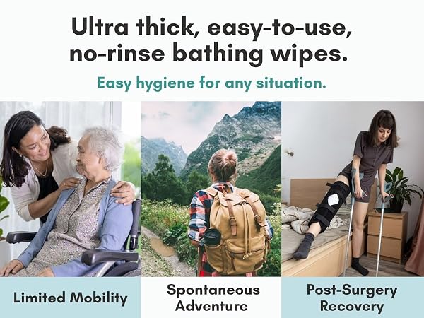 ultra thick easy to use no rinse bathing wipes for any situation