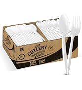 1000 Pcs Plastic Utensils Set - 500 Plastic Forks And 500 Plastic Teaspoons Plastic Forks And Spo...