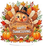 Eiflow Desktop Diamond Art Thanskgiving Kit for Adults, DIY Tabletop Halloween Diamond Art Painti...