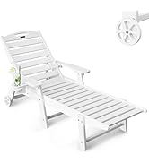 SUUNYN Lounge Chair Outdoor, Chaise Lounge Chair Outdoor, HDPE 6-Position Outdoor Chaise Lounge, ...