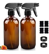 Worldgsb Glass Spray Bottles, 16oz Refillable Containers, Empty Boston Round Bottles with Labels ...